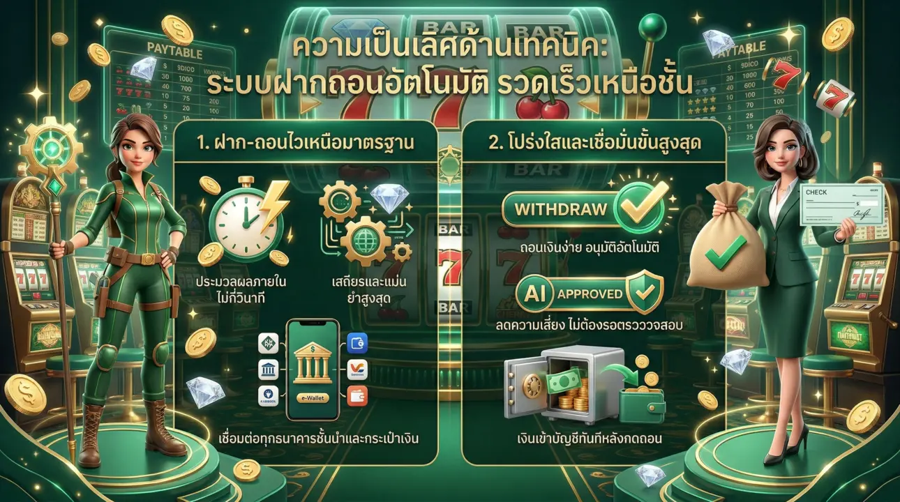 ฝาก-ถอนออโต้ รวดเร็วทันใจ โปร่งใส 100%