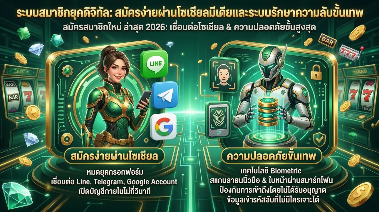 สมัครง่ายผ่านโซเชียล พร้อมระบบความปลอดภัยขั้นสูง