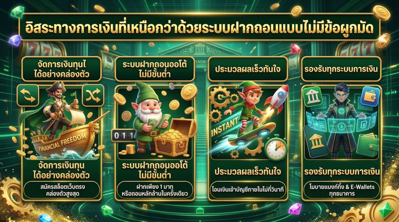 อิสระทางการเงิน ระบบฝากถอนออโต้ รวดเร็ว ไม่มีขั้นต่ำ